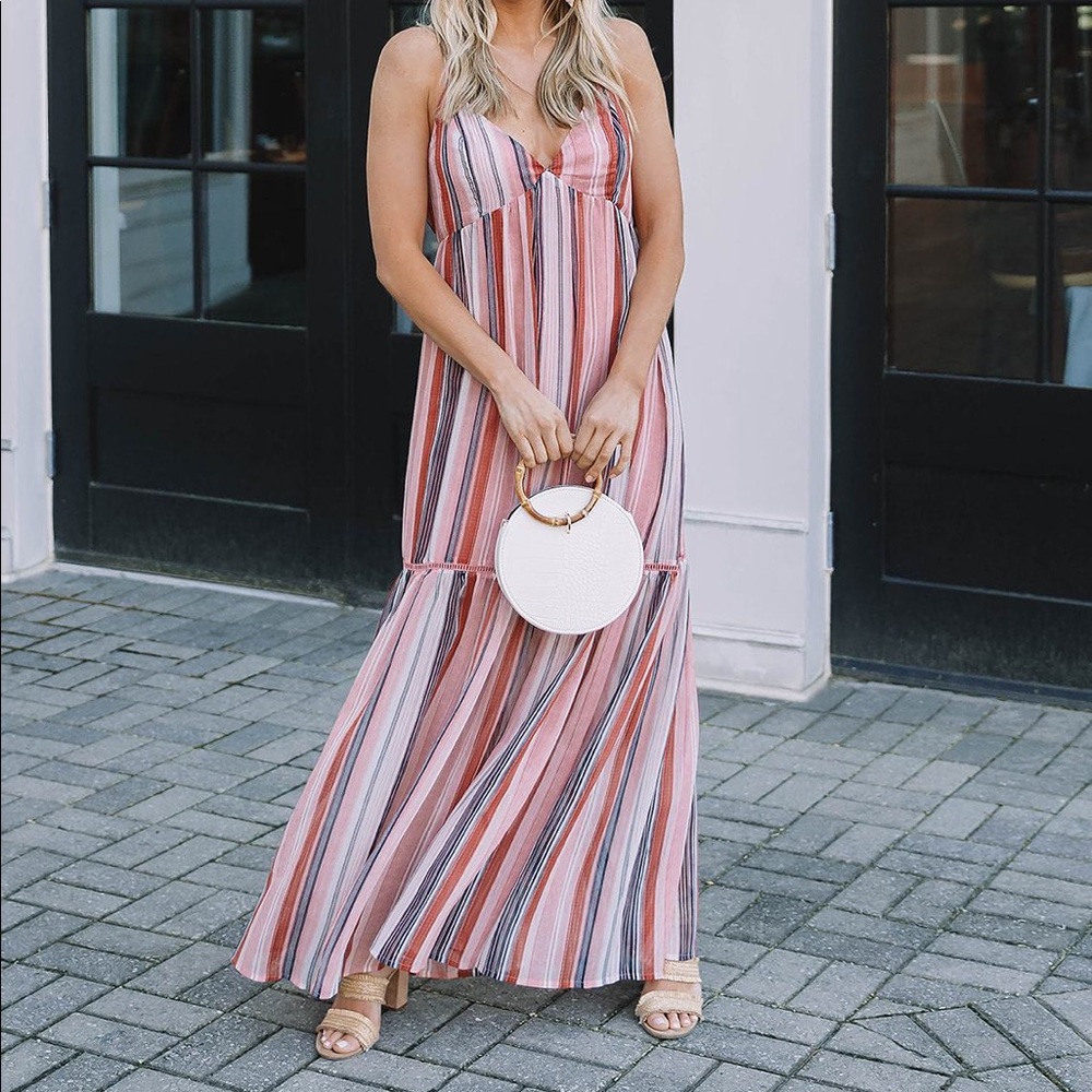 BB Dakota sailor delight stripe chiffon‎ maxi dress